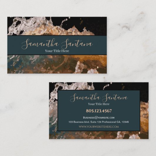 Water Splash Dark Modern Design 名刺 (正面/裏面)