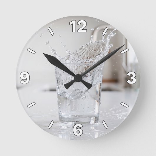 Water Splash Glass Refreshing Kitchen Home Decor ラウンド壁時計 (正面)