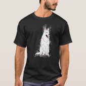 Water Splash Proton Science White German Shepherd Tシャツ (正面)