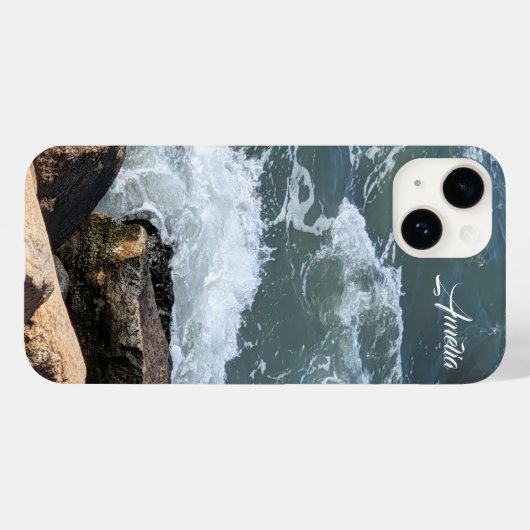 Water Splashing on Rocks Photo Add Name Case-Mate iPhoneケース (裏面 (横))