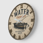 Water Therapy Rustic Fisherman Gift ラージ壁時計 (傾斜)