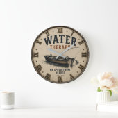 Water Therapy Rustic Fisherman Gift ラージ壁時計 (ホーム)