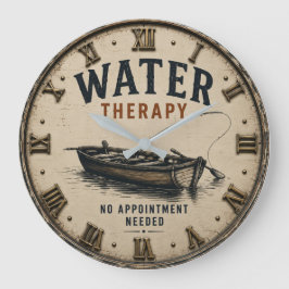 Water Therapy Rustic Fisherman Gift ラージ壁時計