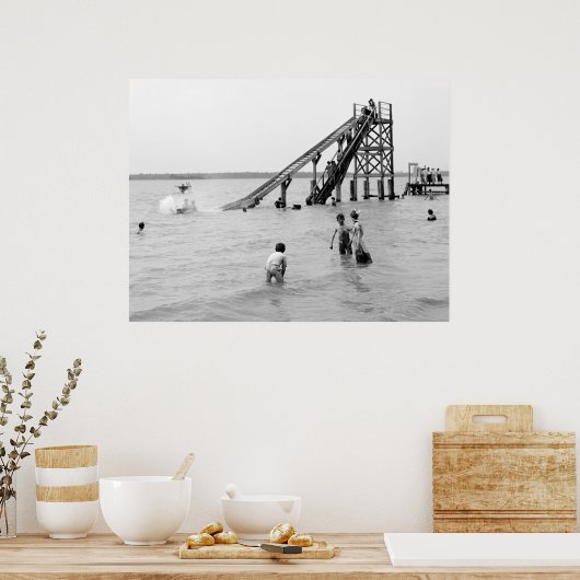 Water Toboggan, Bois Blanc, MI 1903 ポスター (キッチン)