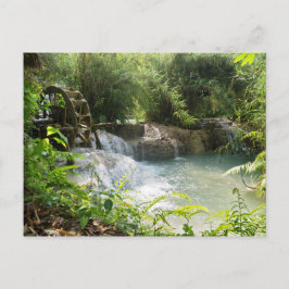 Water Wheel in Forest River, Khoung Si秋，ラオス ポストカード
