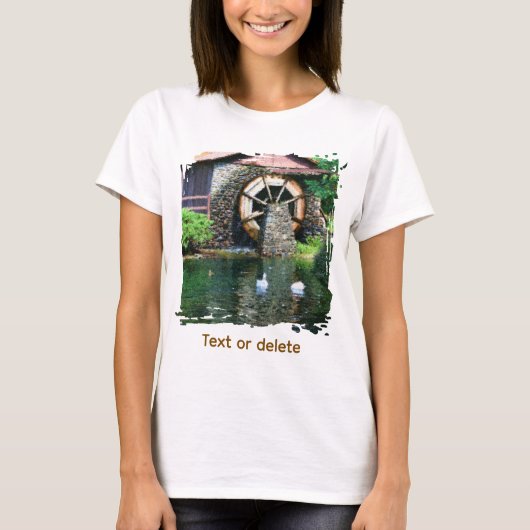 Water Wheel Pond Seurat Painting Art Personalized Tシャツ (正面)