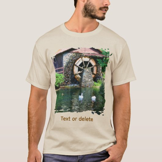 Water Wheel Pond Seurat Painting Art Tシャツ (正面)