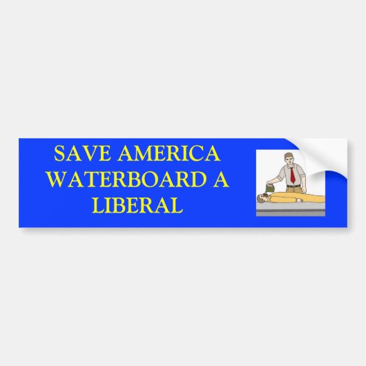 waterboardingaliberal、保存AMERICAWATERBOARD A… バンパーステッカー (正面)