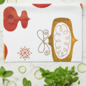 Waterclorのはっきりしたで赤いオーナメント キッチンタオル (折り畳み)