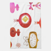 Waterclorのはっきりしたで赤いオーナメント キッチンタオル (縦)