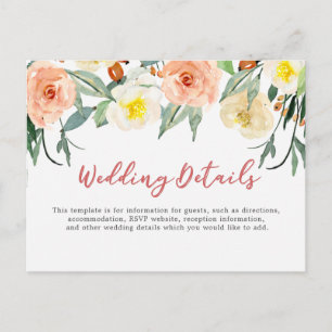 Watercoloフローラ結婚の詳細/情報カード ポストカード