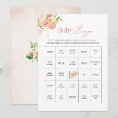 Watercolorエレガント Citrusピンクフローラベビーシャワー シーズンカード (正面/裏面)