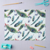 WatercolorカラフルPheasantの羽毛パターン 薄葉紙 (クラフト)