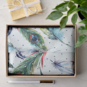 WatercolorカラフルPheasantの羽毛パターン 薄葉紙 (ギフト)