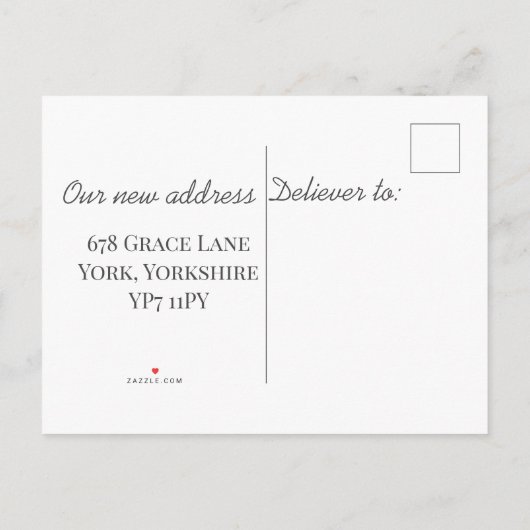 Watercolorドアの新しい住所を移動 案内ポストカード (裏面)