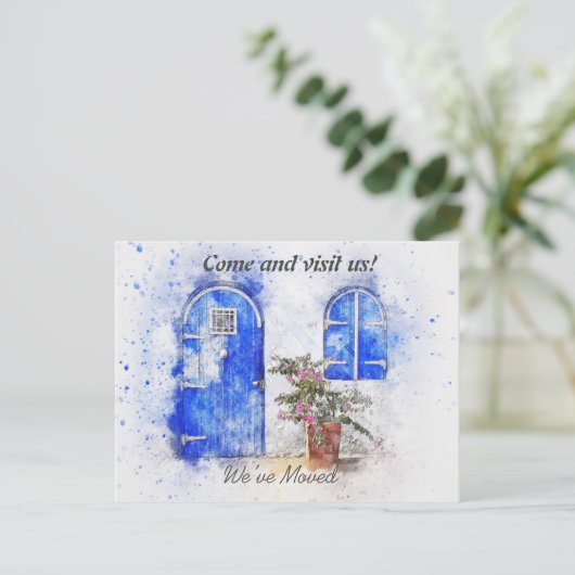 Watercolorドアの新しい住所を移動 案内ポストカード (スタンド正面)