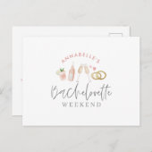 WaterColorド色彩の鮮やかリンクバチェロレッテの週末の送信 インビテーションポストカード (正面/裏面)