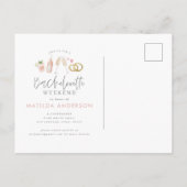 WaterColorド色彩の鮮やかリンクバチェロレッテの週末の送信 インビテーションポストカード (裏面)