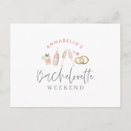 WaterColorド色彩の鮮やかリンクバチェロレッテの週末の送信 インビテーションポストカード