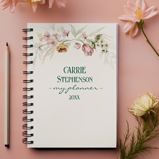 Watercolor 1600s Art Floral Spiral Planner プランナー手帳