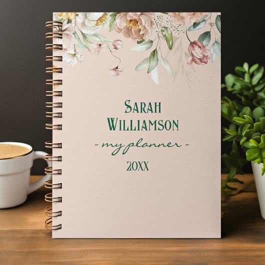 Watercolor 1600s Fine Art Floral Drop Spiral プランナー手帳