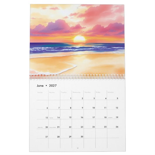 Watercolor 2025 Wall Calendar カレンダー (6月 2027)