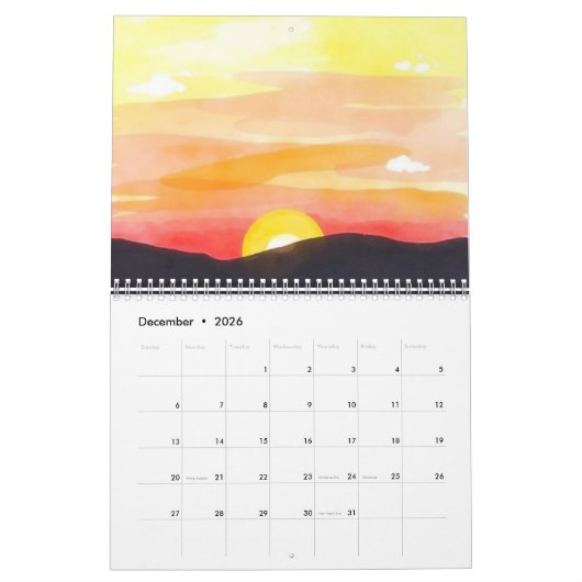 Watercolor 2025 Wall Calendar  カレンダー (12月 2026)