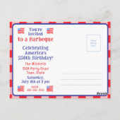 Watercolor 250 Bday USA Flag Red Check INVITATION ポストカード (裏面)