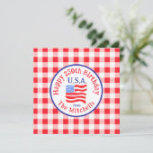 Watercolor 250 Birthday USA Flag Red Check  セーブザデート (スタンド正面)