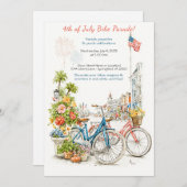 Watercolor 4th of July Bike Parade Invitation  招待状 (正面/裏面)