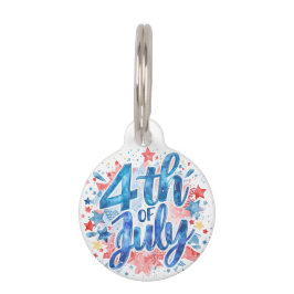 Watercolor 4th of July Patriotic ペット　ネームタグ