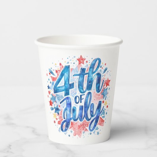 Watercolor 4th of July Patriotic 紙コップ (裏面)