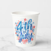 Watercolor 4th of July Patriotic 紙コップ (正面)