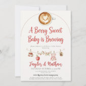 watercolor a berry sweet baby is brewing apple 招待状 (正面)