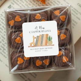 Watercolor A New Chapter Begins Baby Shower スクエアシール