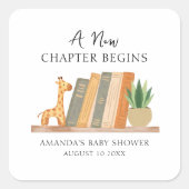 Watercolor A New Chapter Begins Baby Shower スクエアシール (正面)