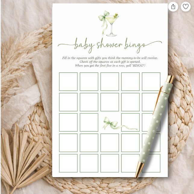 Watercolor A Tini One Bow Baby Shower Bingo Game (クリエイターアップロード済み)