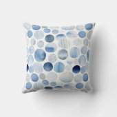 Watercolor Abstract Blue White Circles Pattern クッション (裏面)