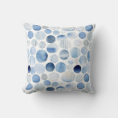 Watercolor Abstract Blue White Circles Pattern クッション (正面)