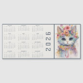 Watercolor Abstract Cat Dressed Florals Calendar (正面)