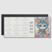 Watercolor Abstract Cat Dressed Florals Calendar (正面/裏面)