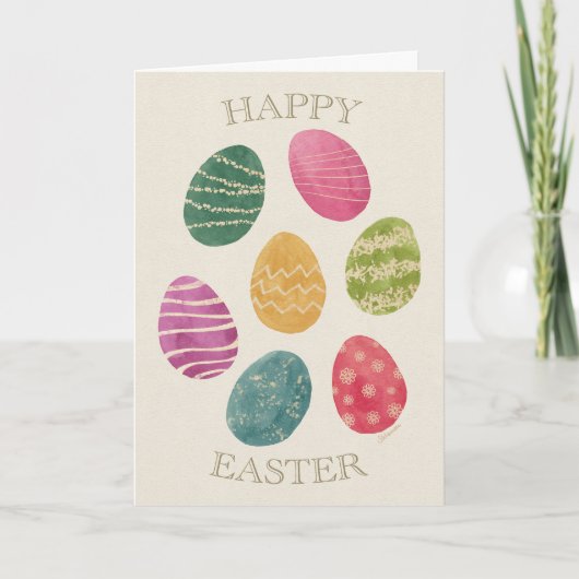 Watercolor Abstract Easter Egg Greeting Card カード (正面)