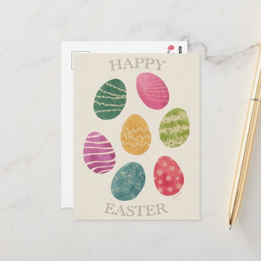 Watercolor Abstract Easter Egg Postcard ポストカード (正面/裏面インサイチュ)