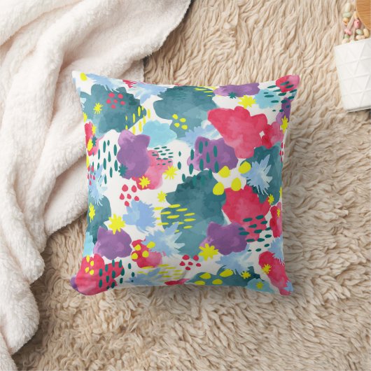 Watercolor abstract floral クッション (ブランケット)
