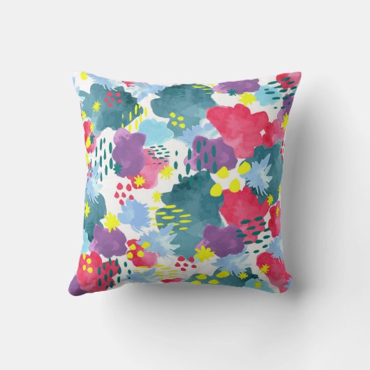 Watercolor abstract floral クッション (裏面)