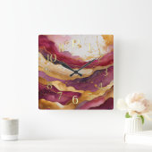 Watercolor Abstract Landscape Painting Gold  スクエア壁時計 (ホーム)