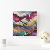 Watercolor Abstract Landscape Painting Gold  スクエア壁時計 (ホーム)