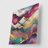 Watercolor Abstract Landscape Painting Gold  スクエア壁時計 (傾斜)