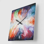 Watercolor Abstract Modern Art Color Clouds Square スクエア壁時計 (傾斜)
