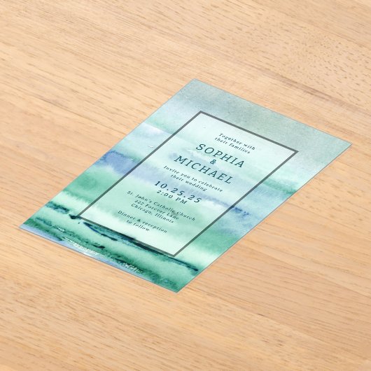 Watercolor Acrylic Wedding Invitation Template アクリル招待状 (レイダウン)
